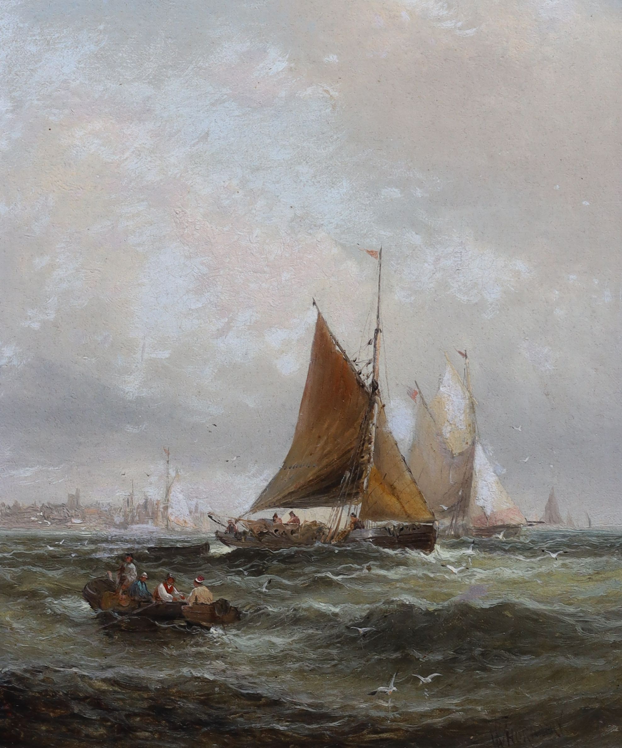 William Thornley (1857-1935), Shipping off the Dutch coast, oil on canvas, 29 x 24cm.
